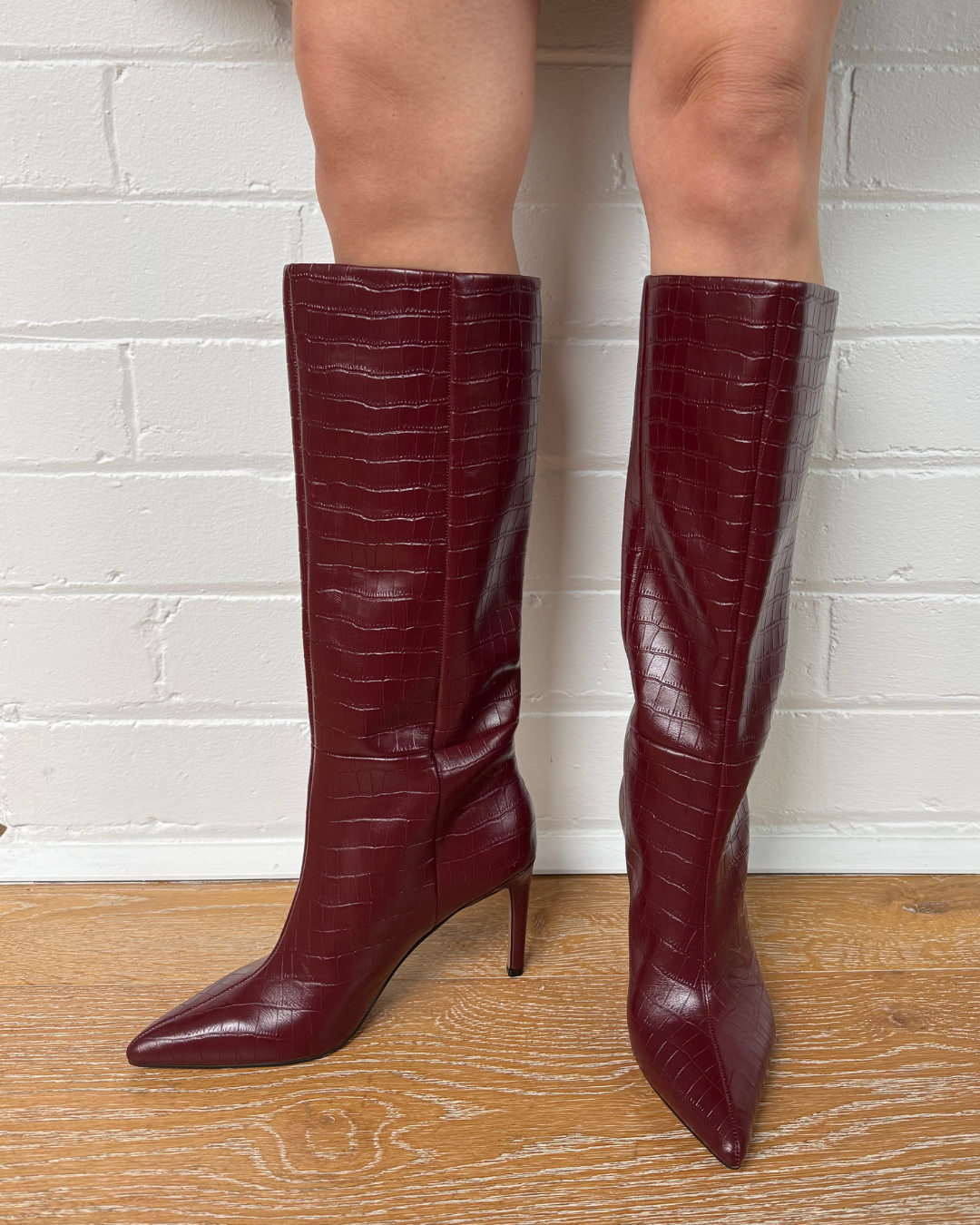 Lana Wilkinson Huw Wine Croc Embossed Leather - Size 36