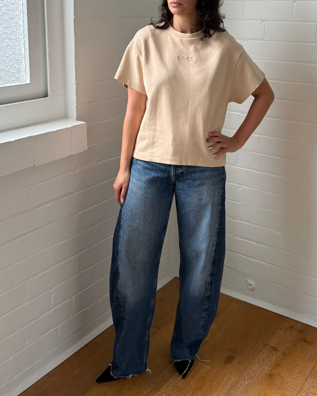 Boss Elna Debossed Logo Tee - Size Small