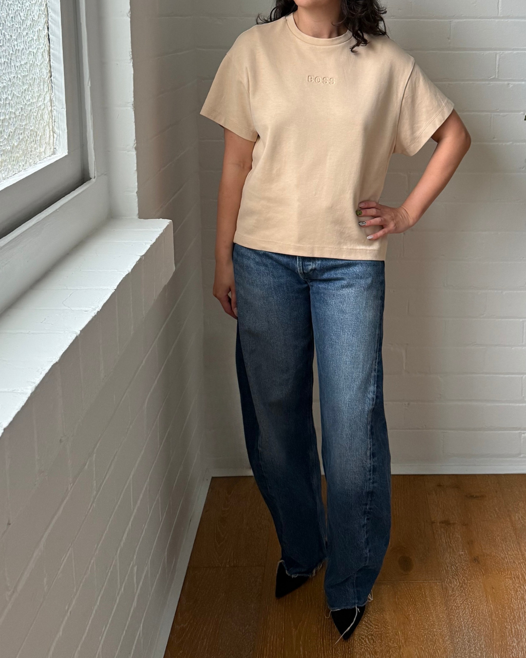 Boss Elna Debossed Logo Tee - Size Small