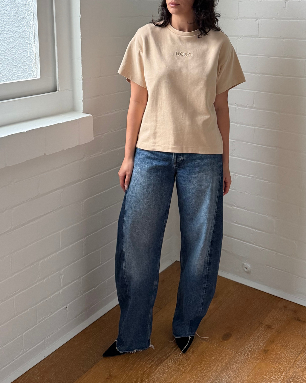 Boss Elna Debossed Logo Tee - Size Small