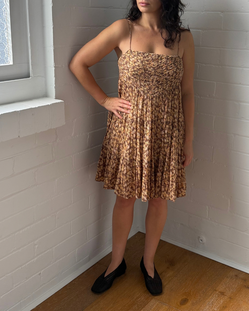 Shona Joy Fauna Pin Tuck Low Back Mini Dress - Size 12