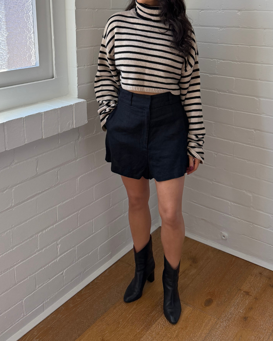 The Frankie Shop Athina Turtleneck Cropped Sweater - Size M
