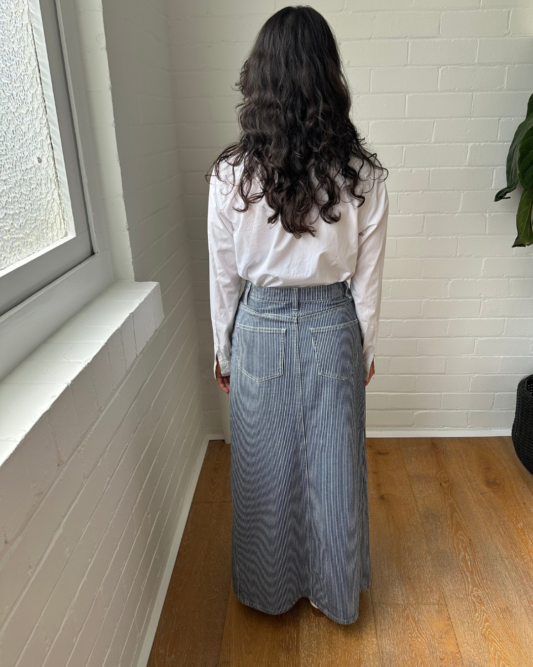 Mon Renn Striped Denim Skirt - Size 8