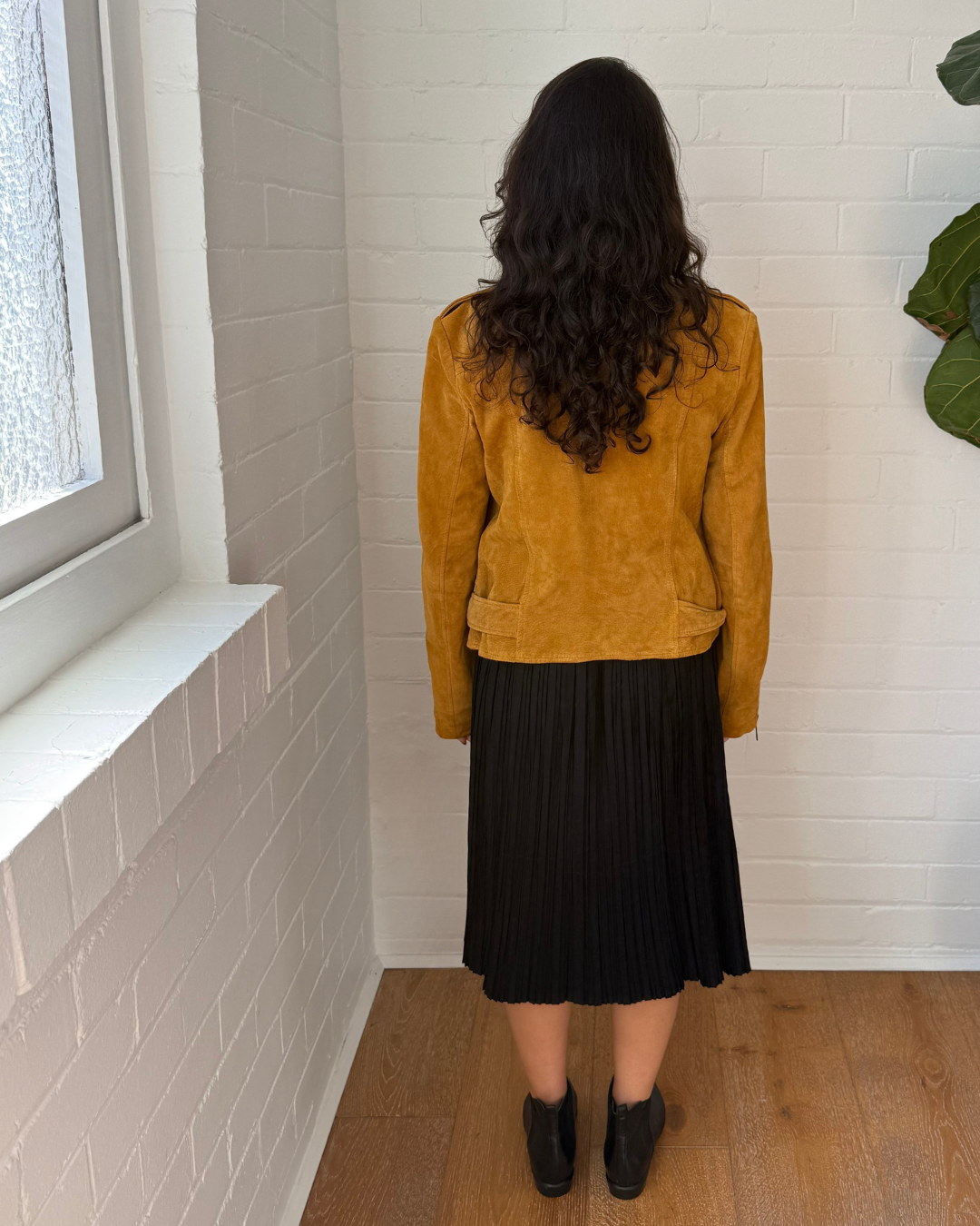 Bagatelle NYC Suede Mustard Motorcycle Jacket - Size L/10