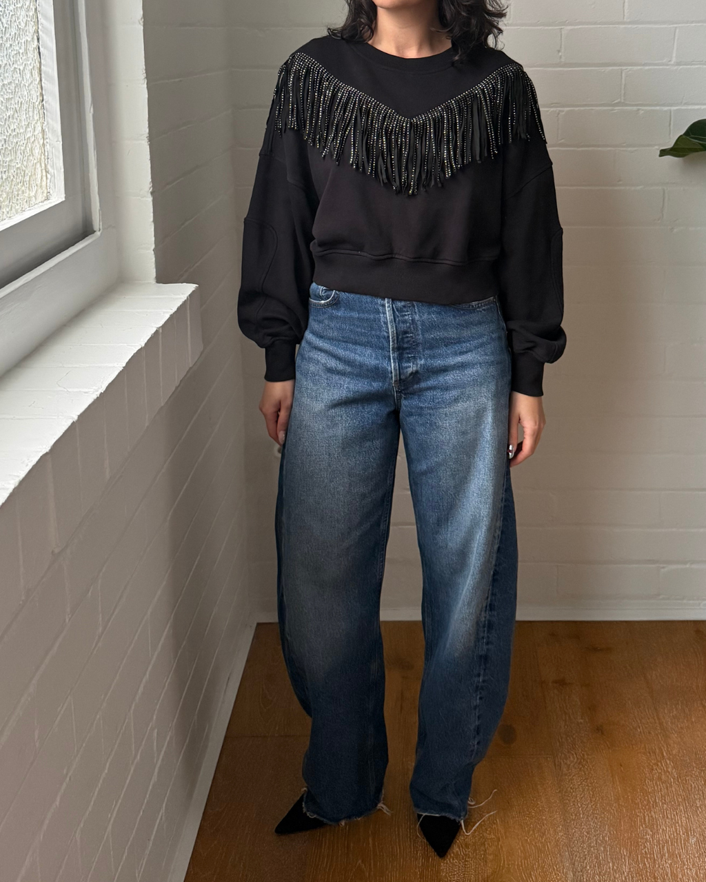 The Kooples Crystal Fringe Sweatshirt  - Size Small