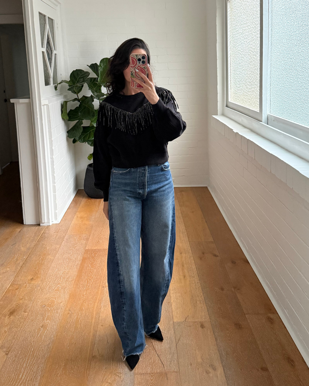 The Kooples Crystal Fringe Sweatshirt  - Size Small
