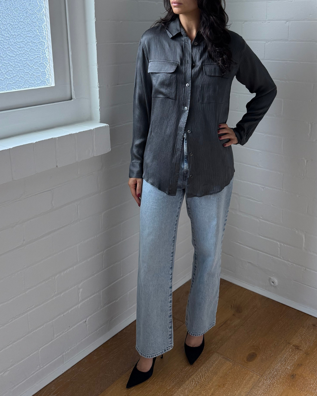 Equipment Slim Signature Silk Shirt  - Size XS
