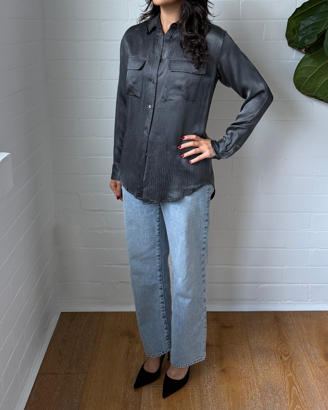 Equipment Slim Signature Silk Shirt  - Size XS