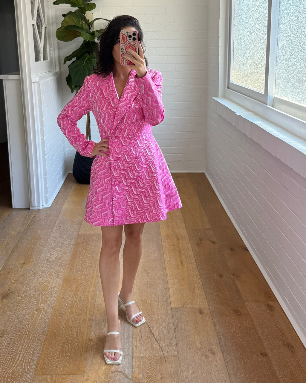 Rotate Pink Jacquard Blazer Dress - Size 10