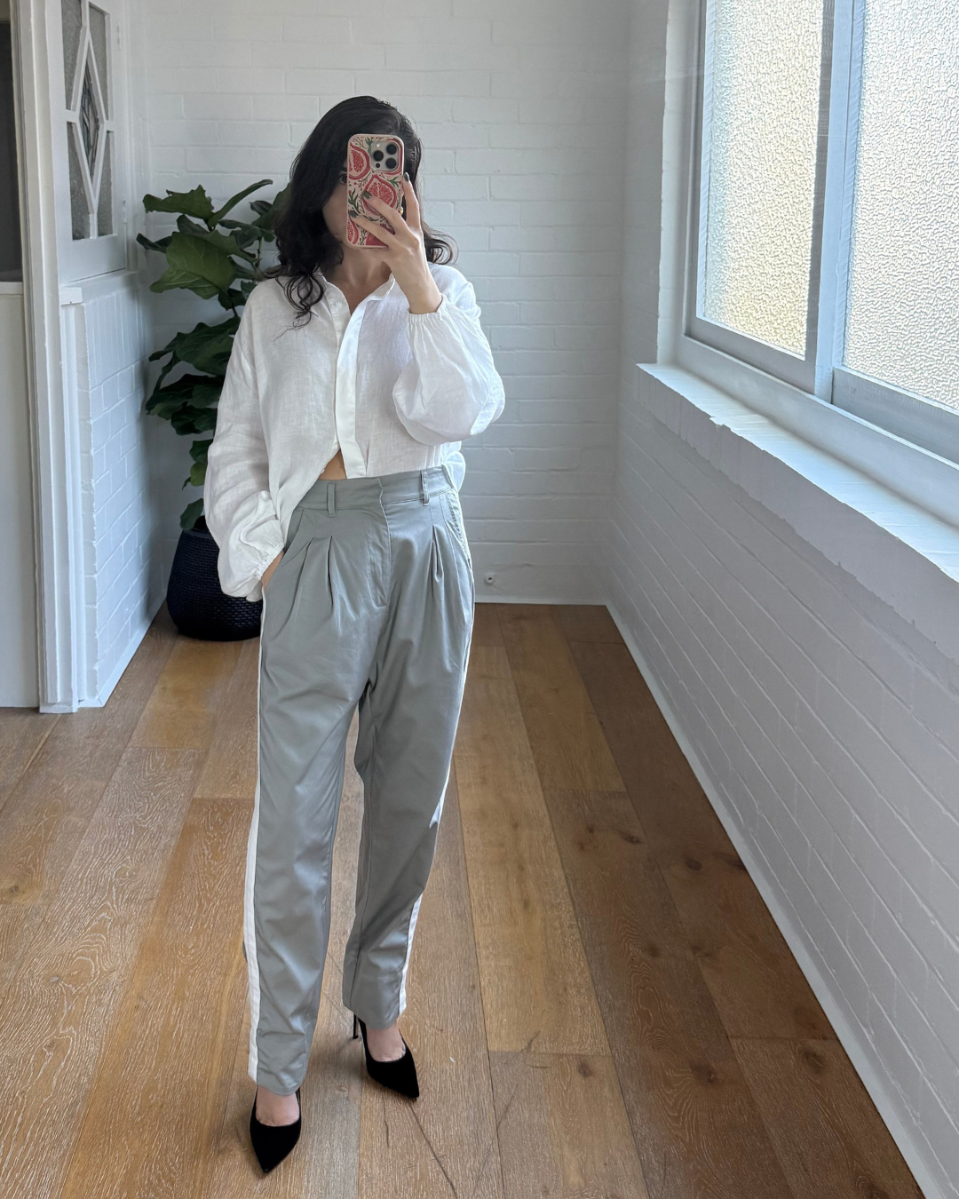 Bassike Twill Stripe Detail Pant - Size 1 (AU 8)