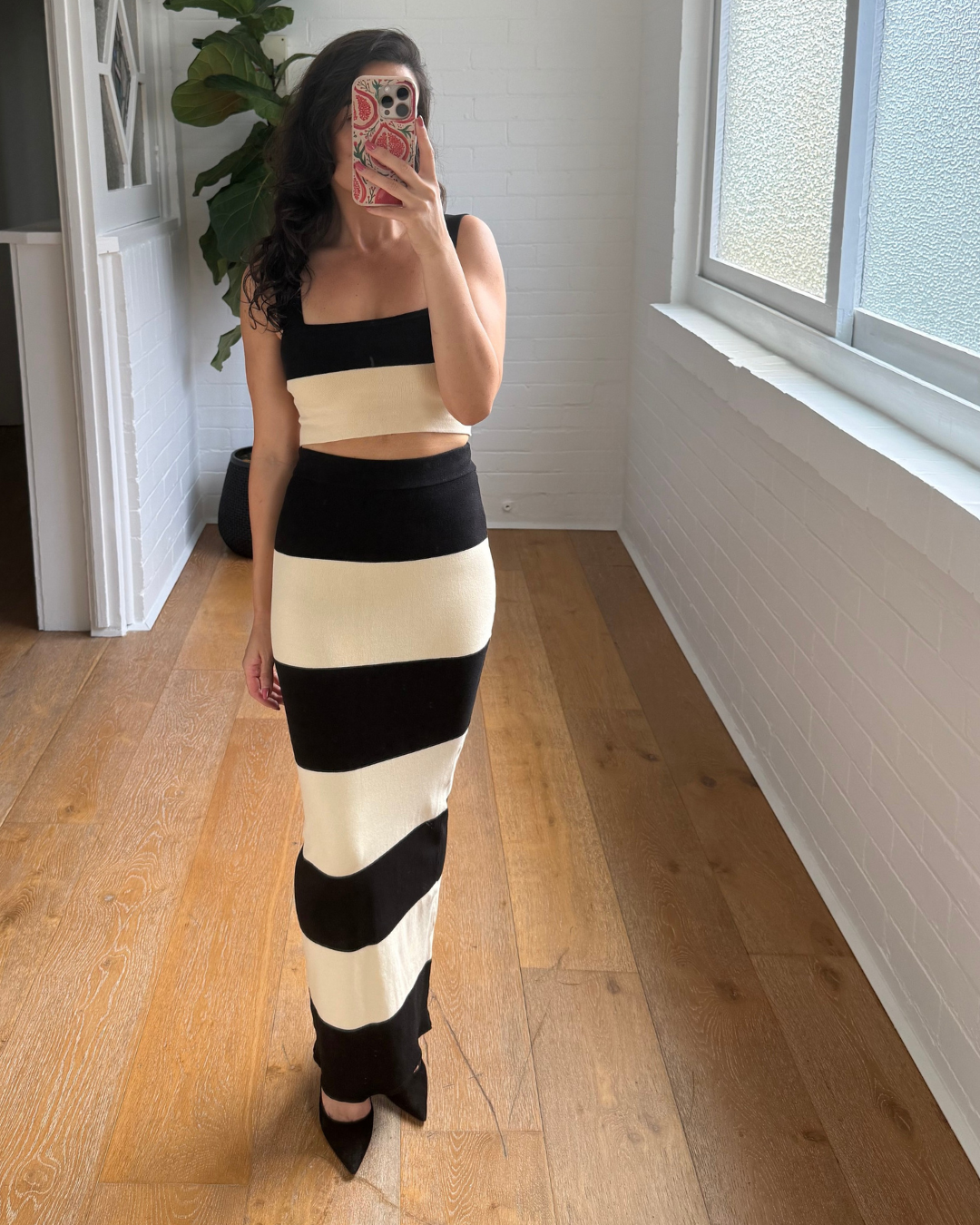 Posse Theo Crop & Striped Knit Skirt Set - Size XS