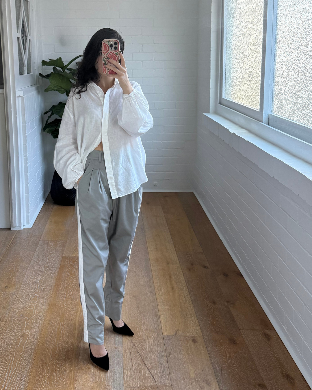 Bassike Twill Stripe Detail Pant - Size 1 (AU 8)