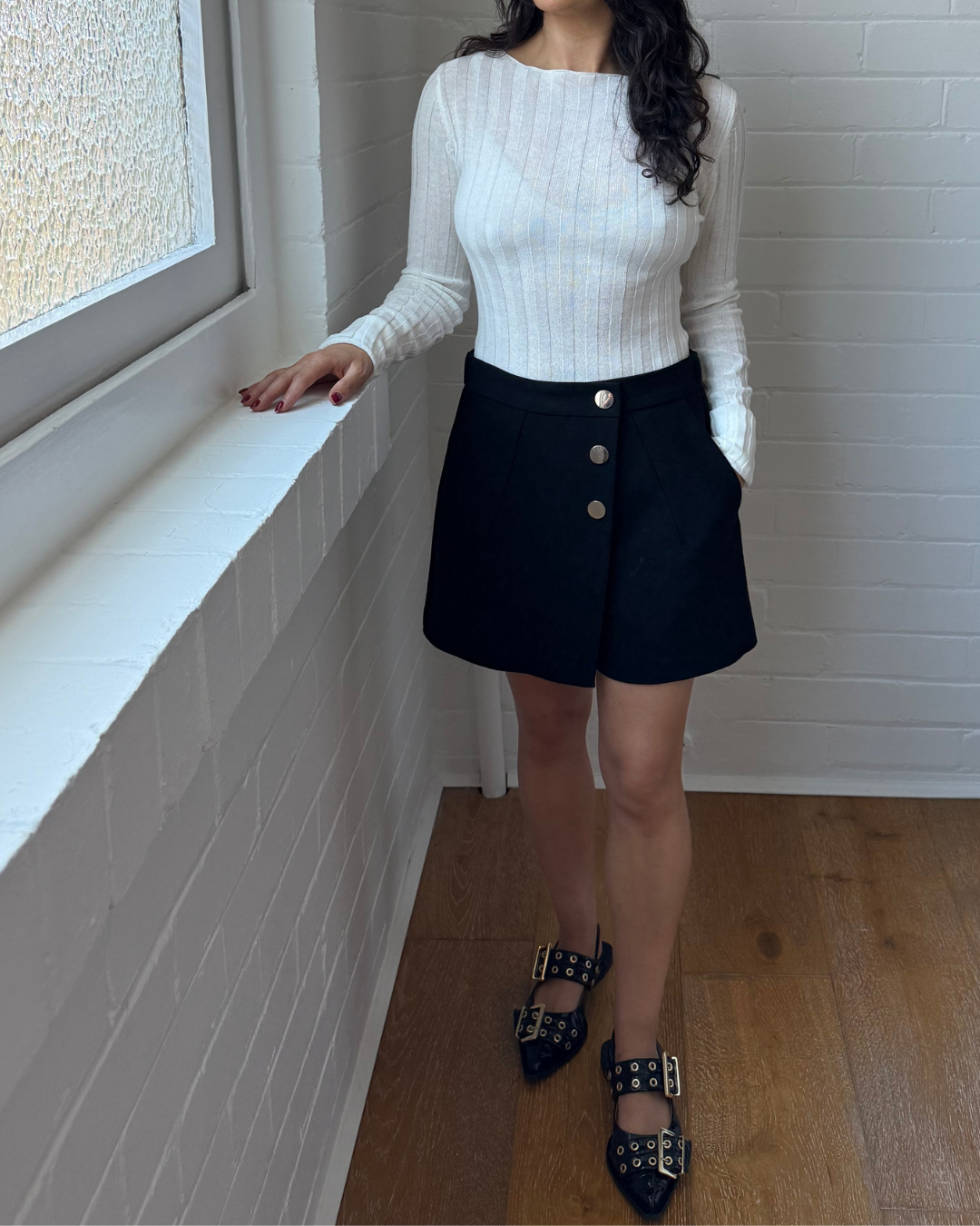 Dissh Goldie Off White Long Sleeve Top - Size Small
