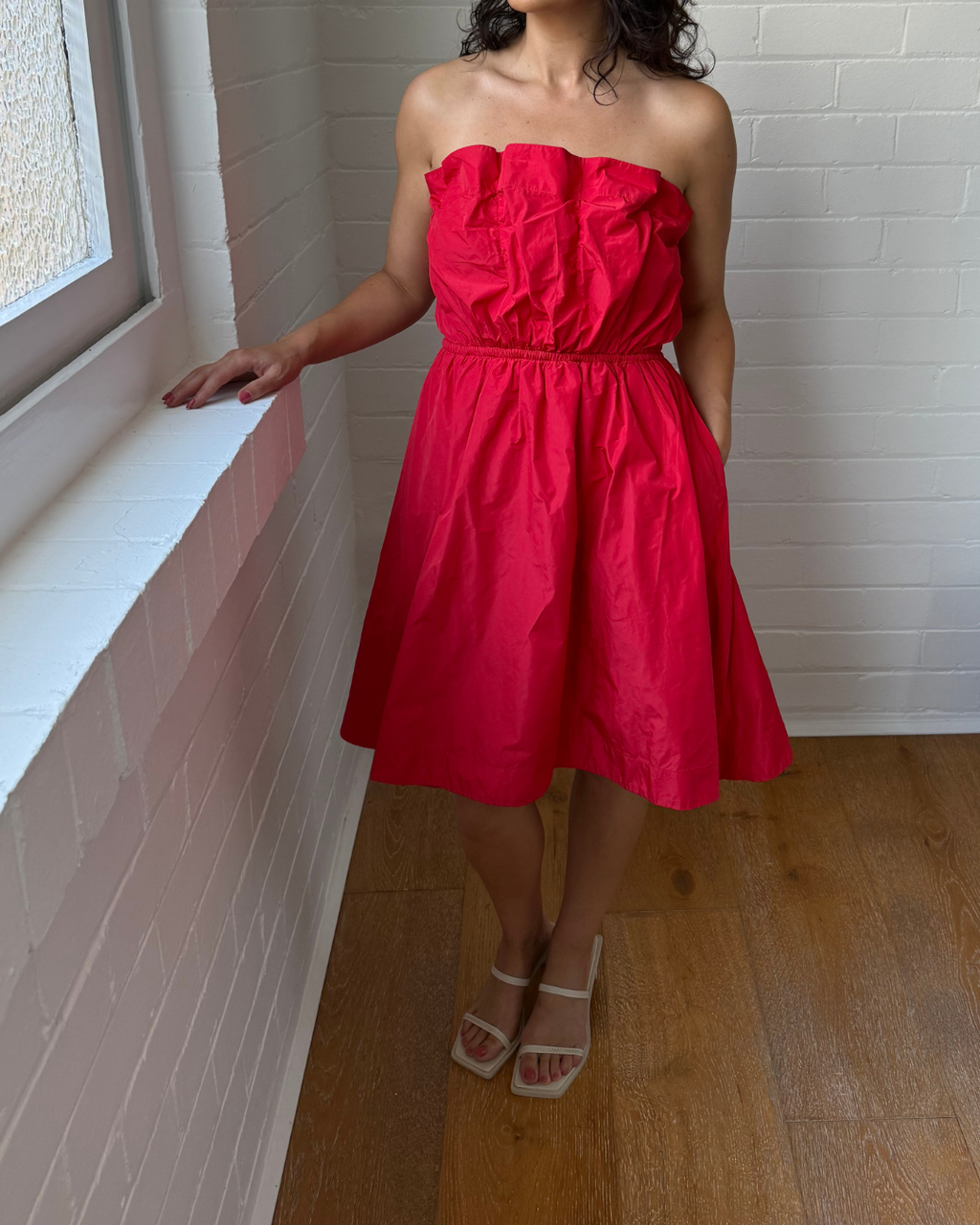 Anthropologie Ruffled Taffeta Mini Dress - Large