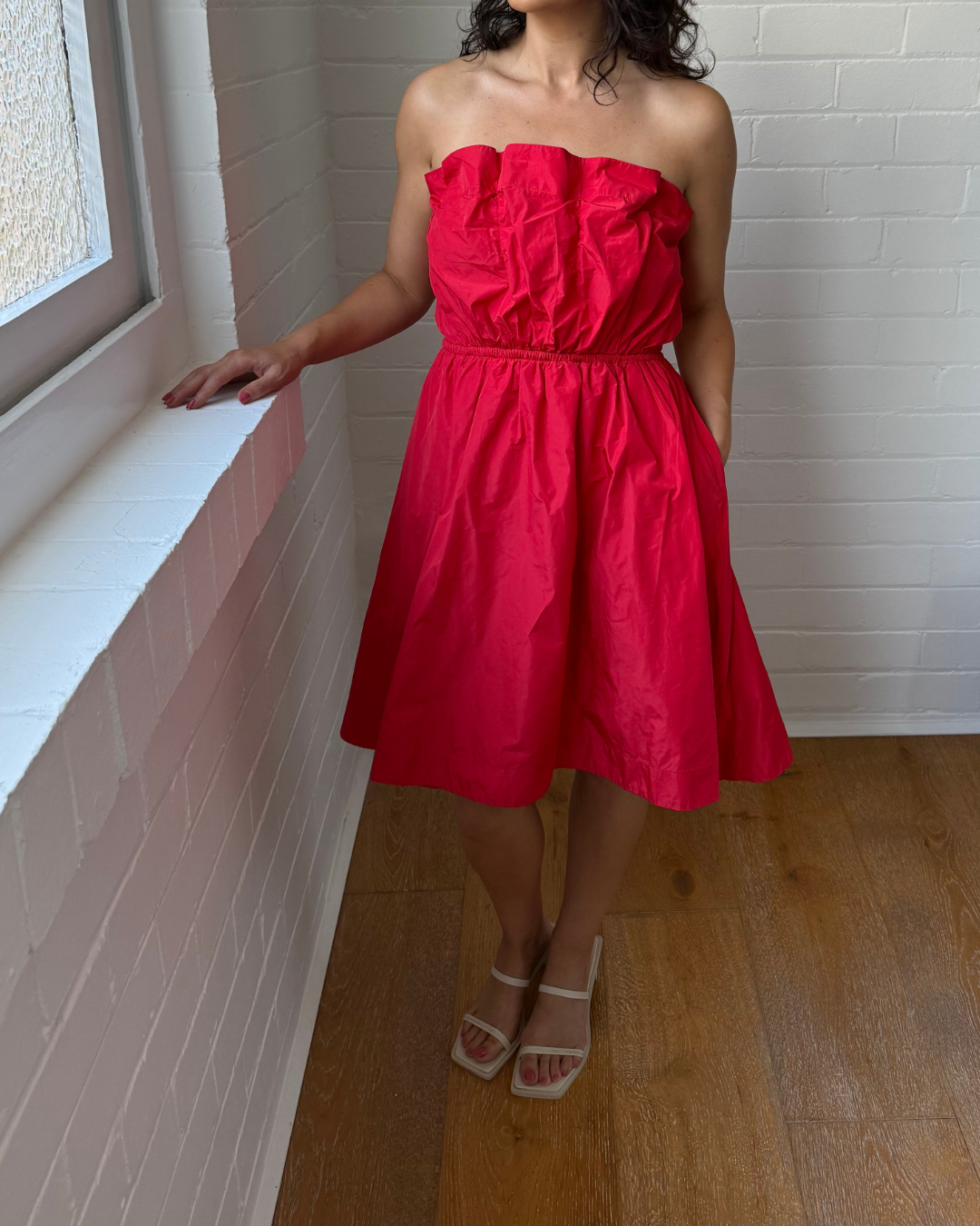 Anthropologie Ruffled Taffeta Mini Dress - Large