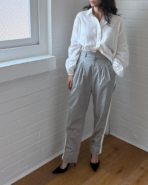 Bassike Twill Stripe Detail Pant - Size 1 (AU 8)