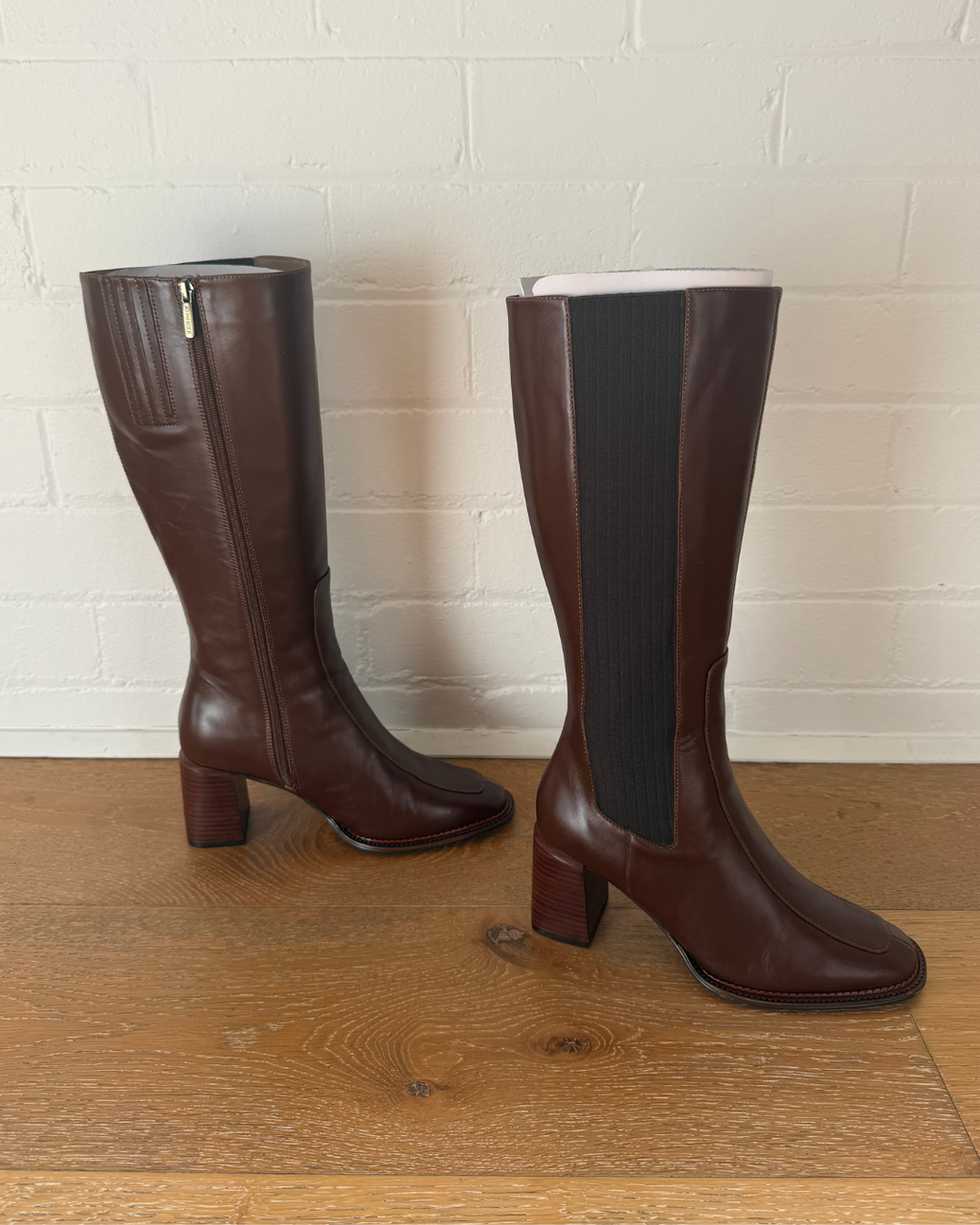 Jo Mercer Divine Dark Choc Leather Boots - Size 41