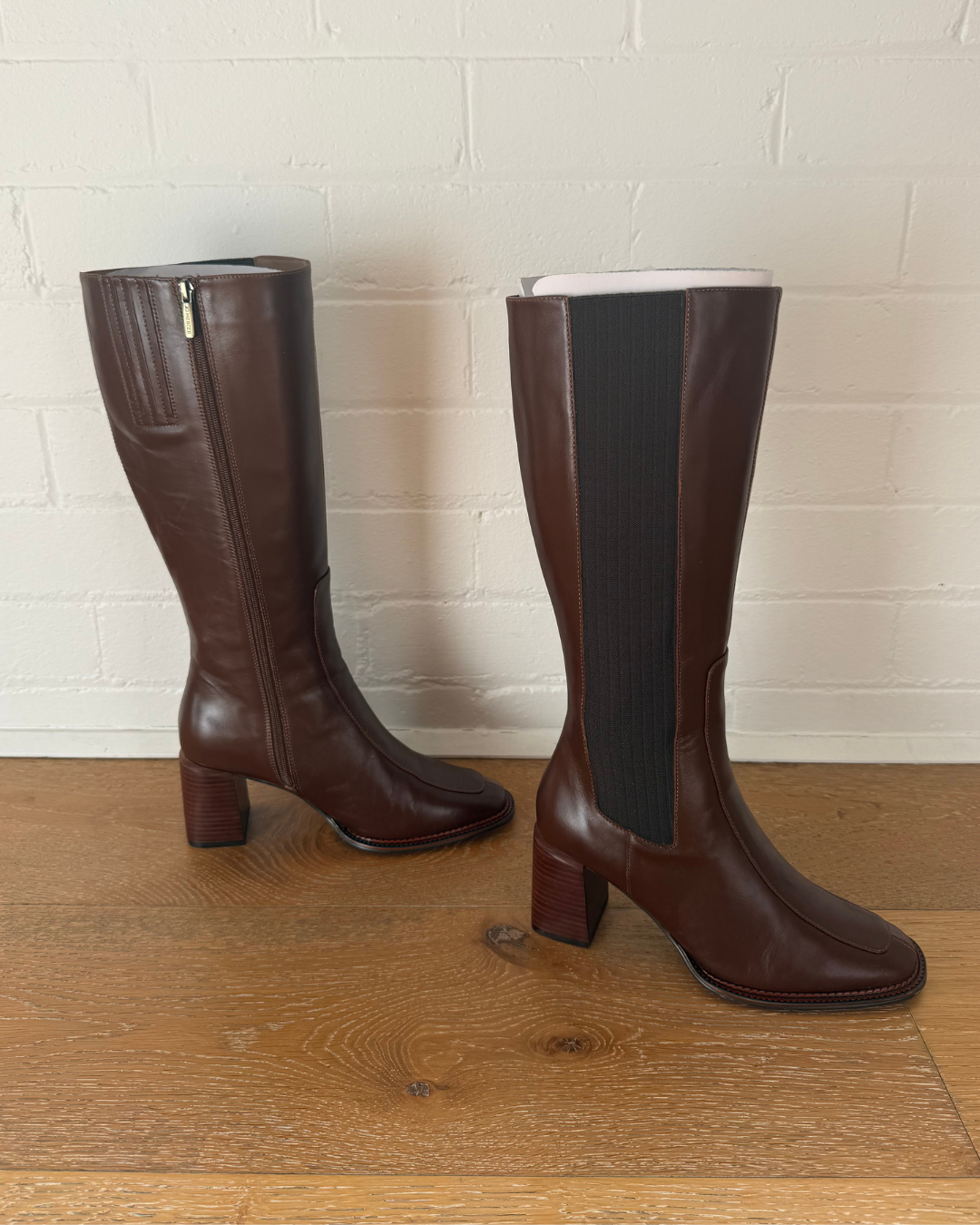 Jo Mercer Divine Dark Choc Leather Boots - Size 41