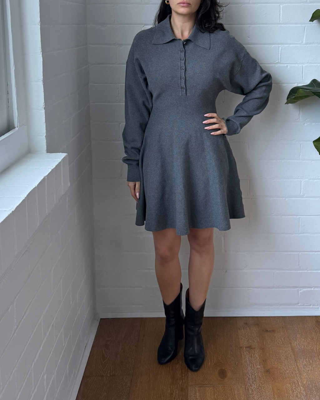 Helsa Saffron Mini Knit Dress - Size Small