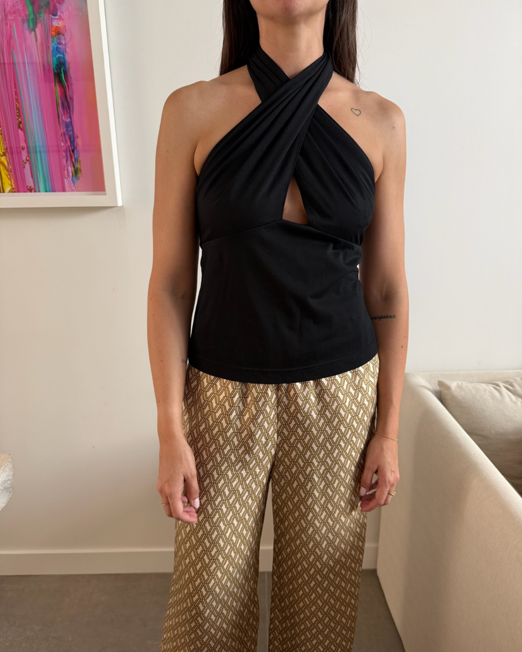 Venroy Halter Top Black - Size Medium