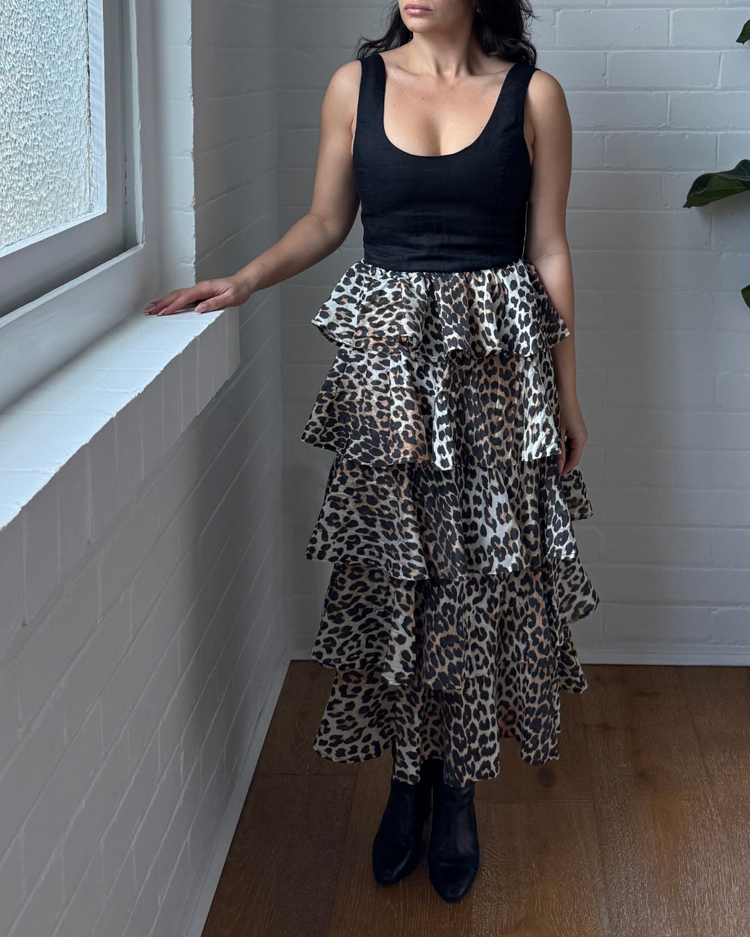 Ganni Leopard Print Viole Midi Skirt - Size 36 (Small)