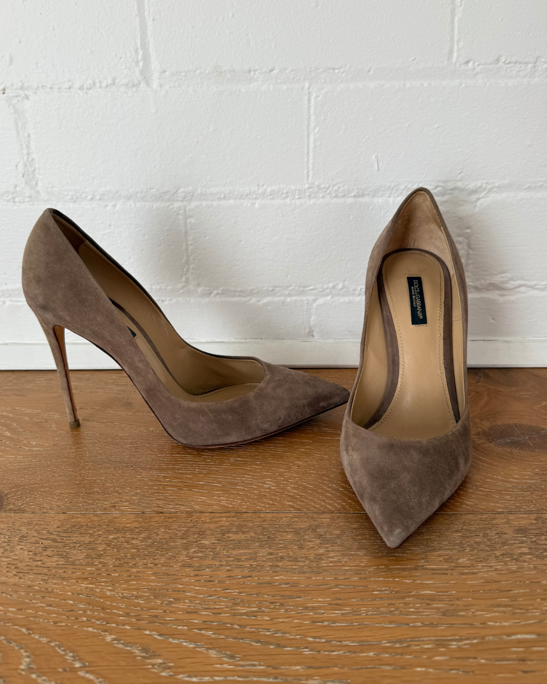 Dolce & Gabbana Taupe Suede Pointed Pumps - Size 39