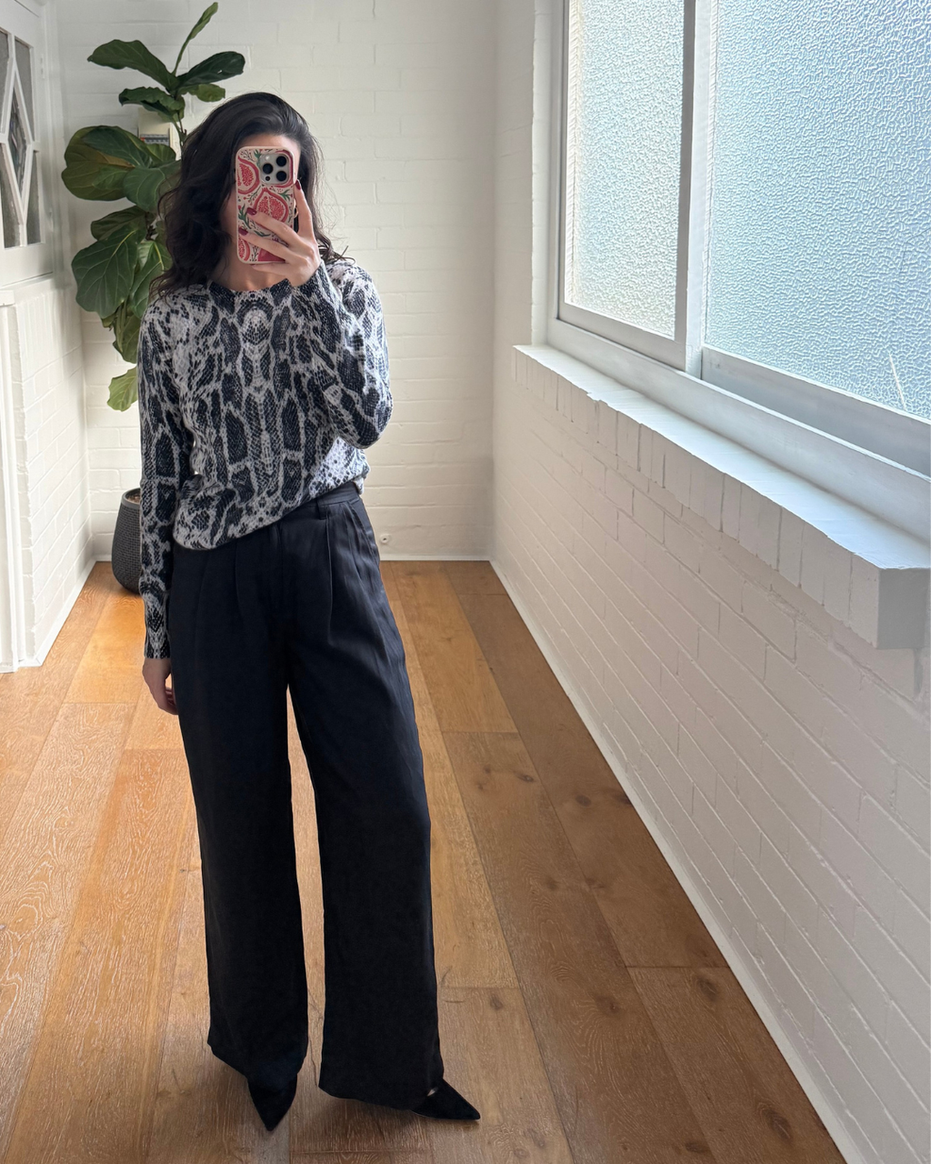 Anine Bing Carrie Pleated Twill Straight Leg Pants - Size 32 (AU 6)