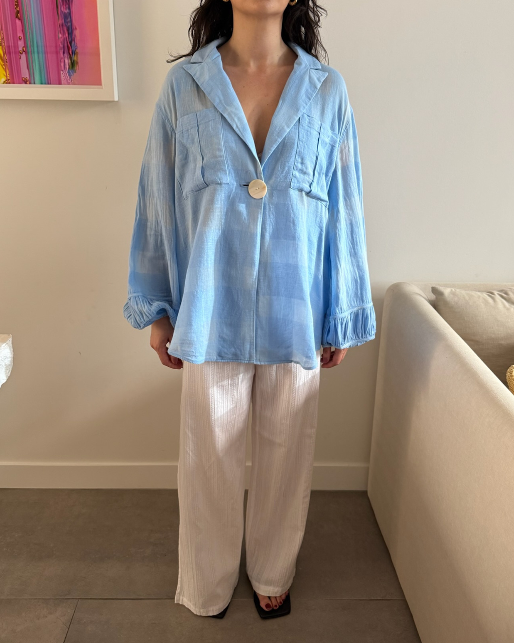 Significant Other Blue Check Woven Shirt - Size 10
