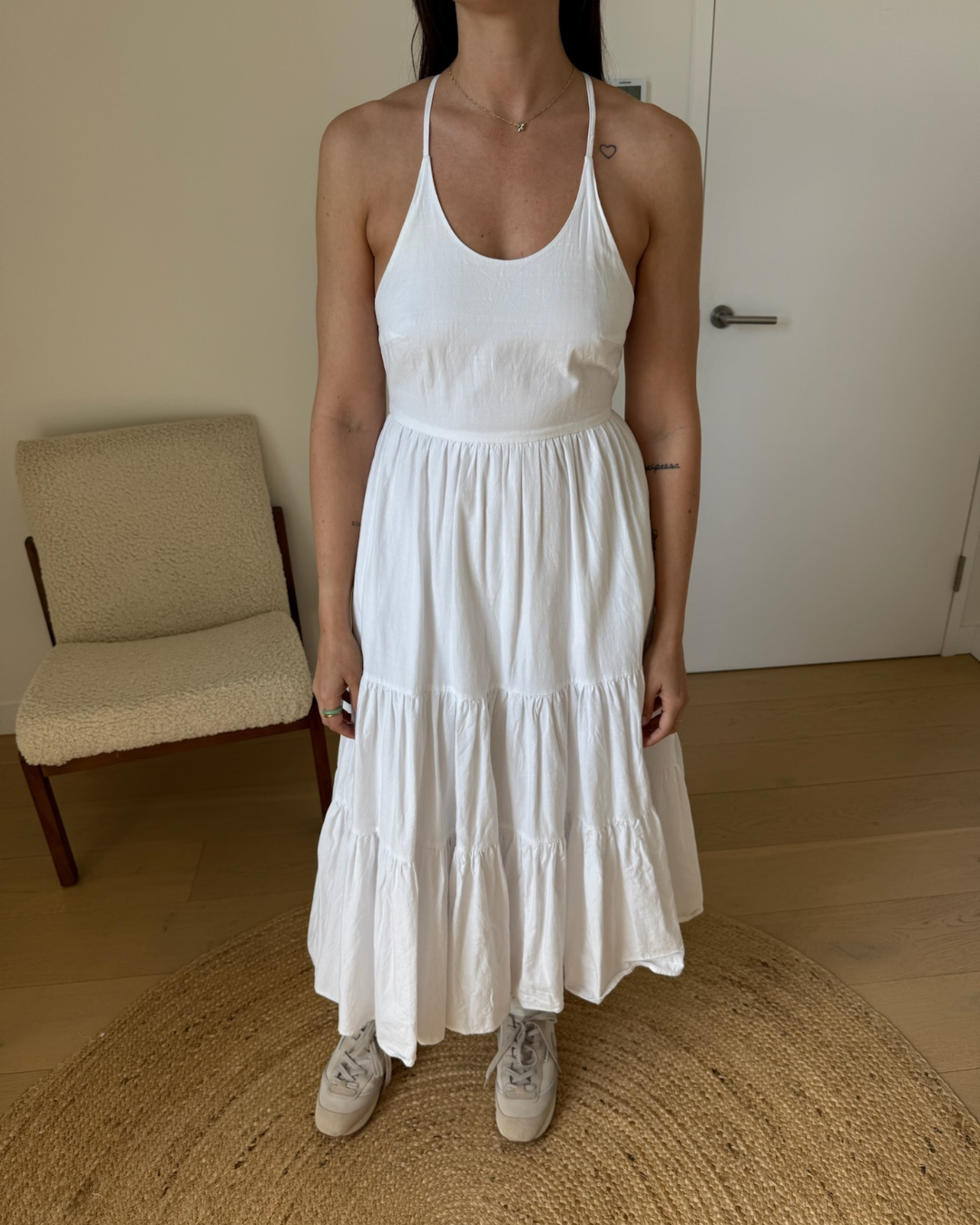 Incu White Halter Midi Dress - Size Small