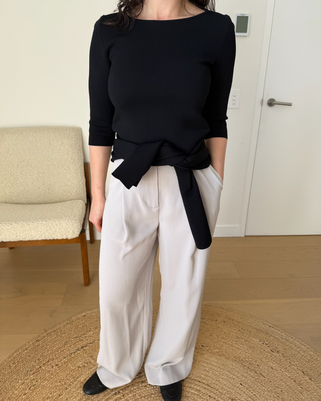 Scanlan Theodore 3/4 Sleeve Crepe Knit Wrap Top - Size 6