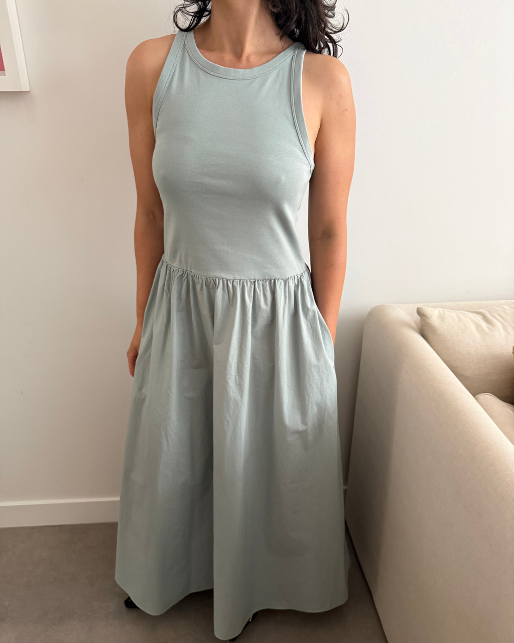 Cos Contrast Panel Maxi Dress - Size Small