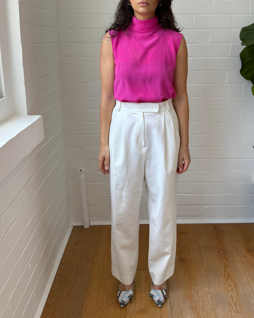 Scanlan Theodore High Neck Silk Fuchia Blouse- Size 6