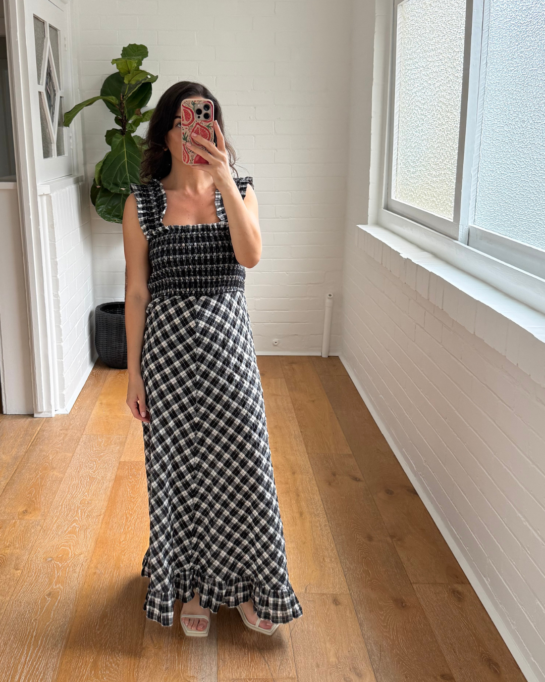 Ganni Seersucker Check Dress - Size 38 (AU 10)