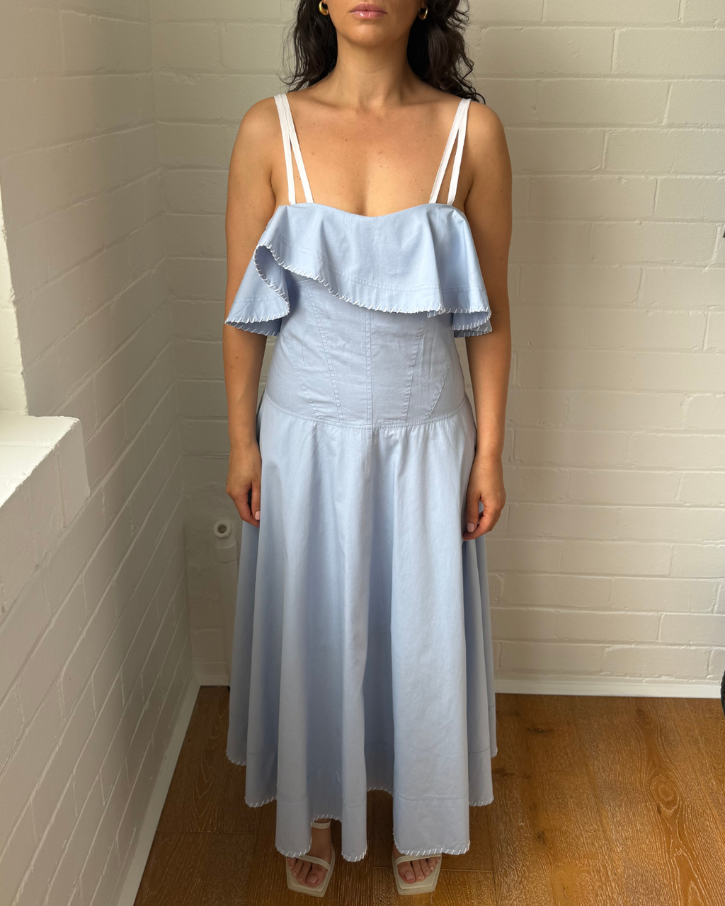 Lovaan Sky Blue Ruffle Dress - Size 8/10