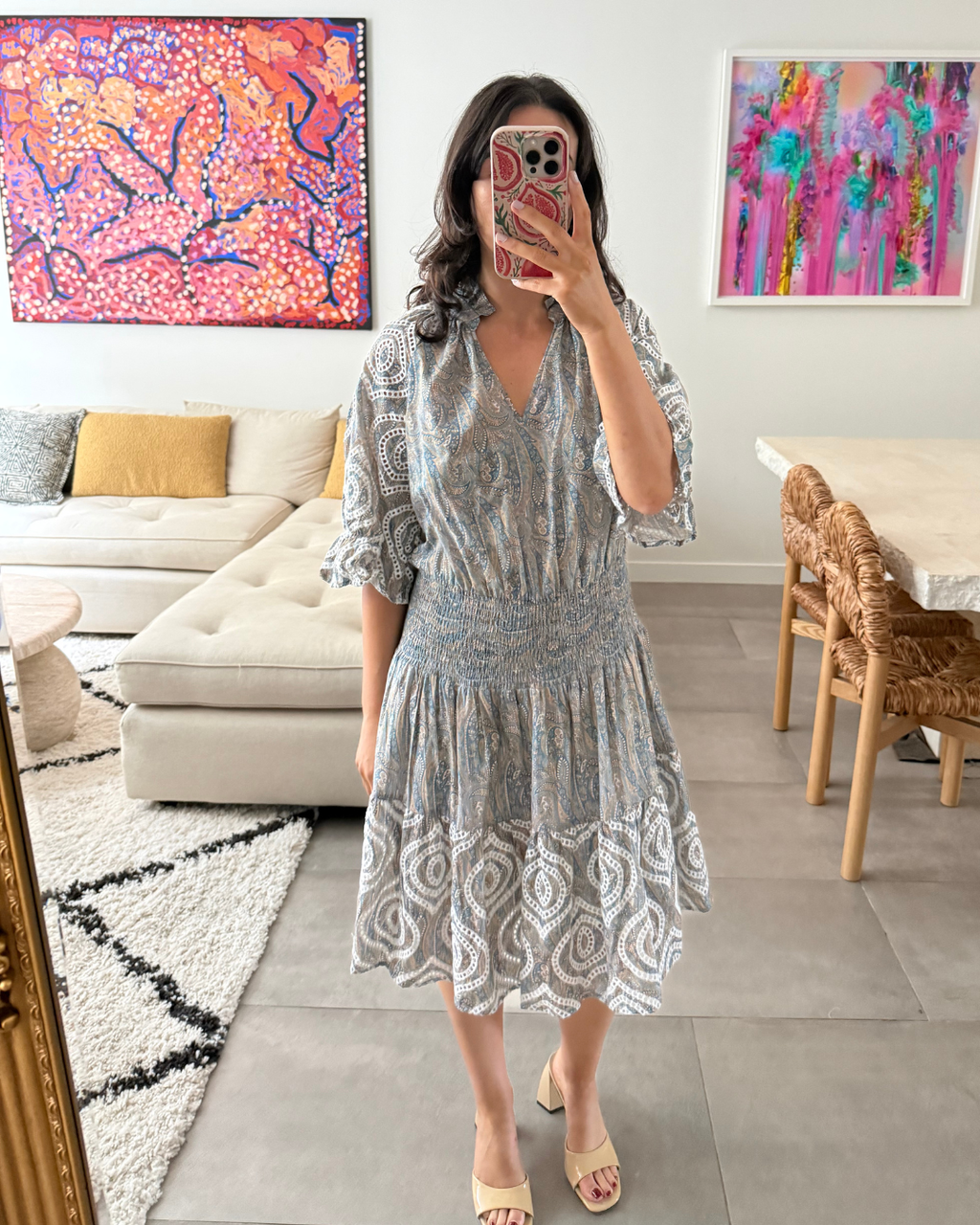 OnceWas Flounce Dress - Size 3 (AU 12)