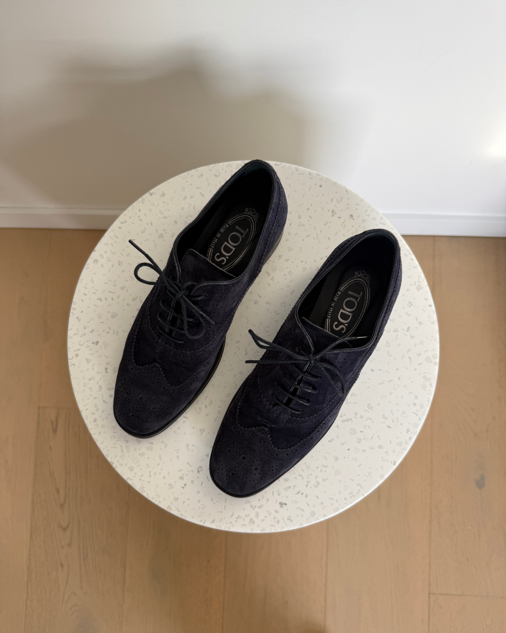Tods Navy Suede Brogue Derby Shoes - Size 36.5