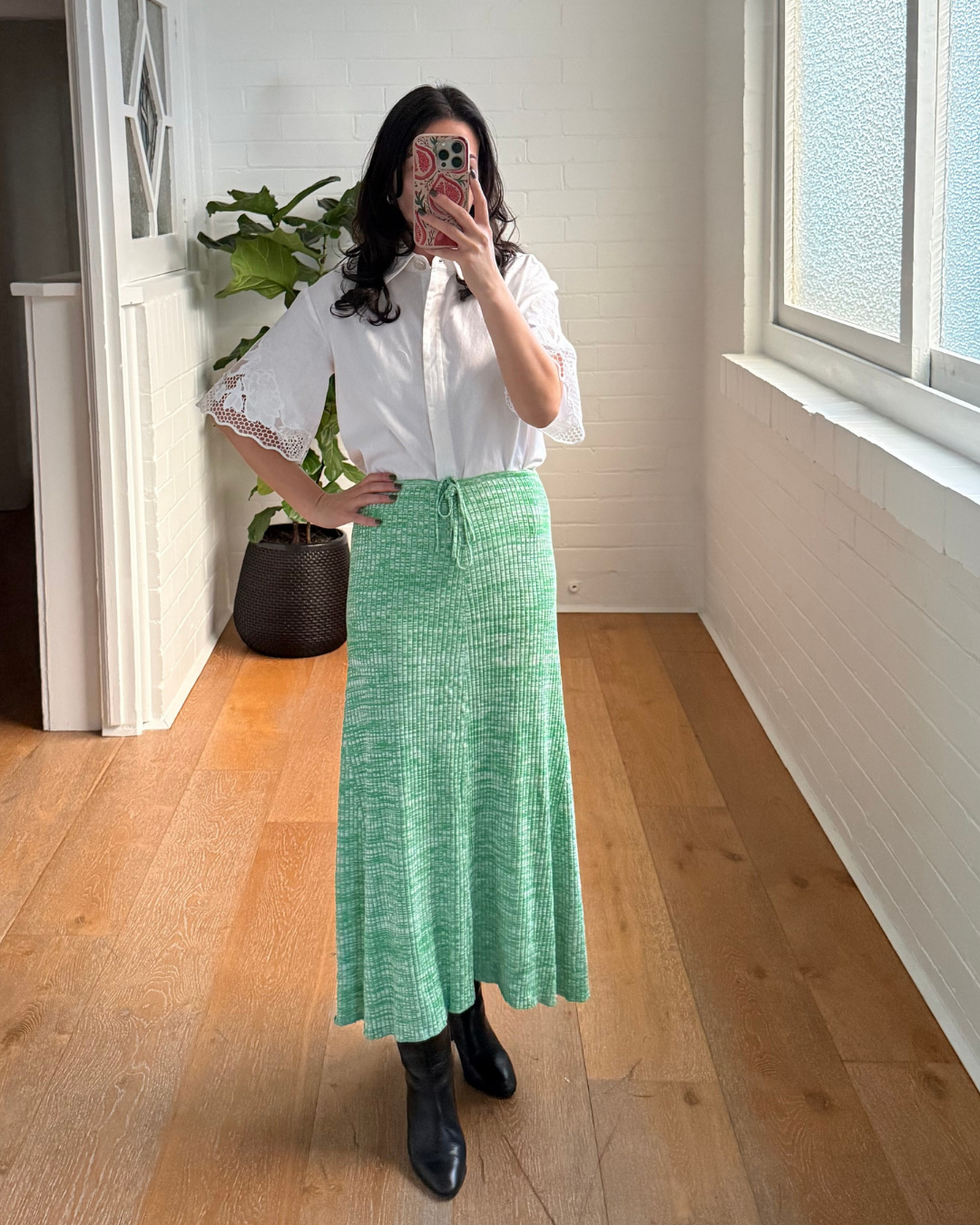 Scanlan Theodore Textured Knit Midi Skirt - Size Medium