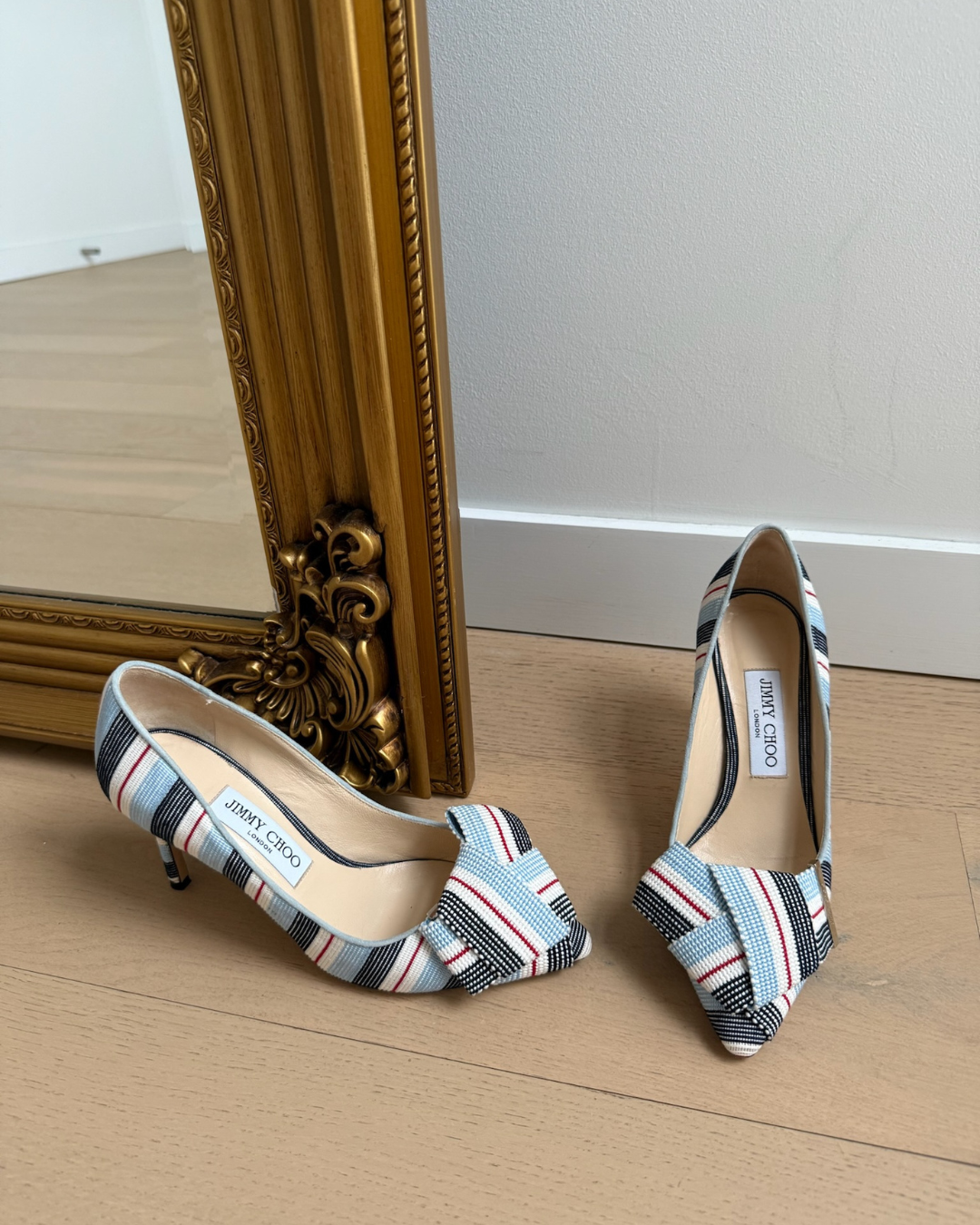 Jimmy Choo Tegan 85 Striped Pumps - Size 37