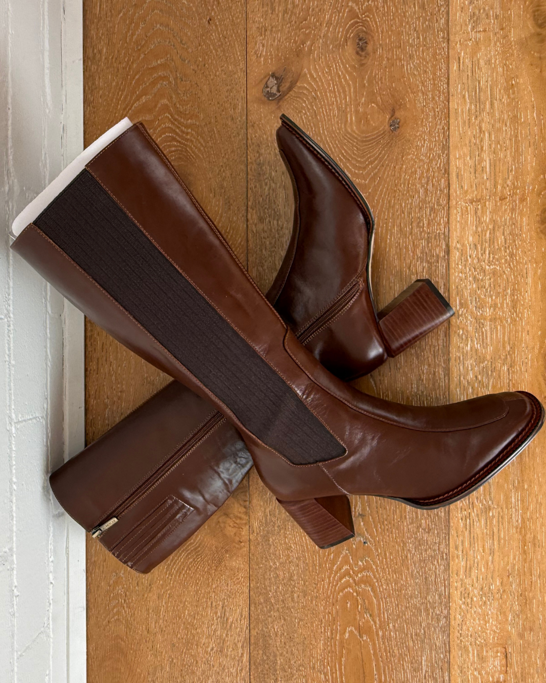 Jo Mercer Divine Dark Choc Leather Boots - Size 41