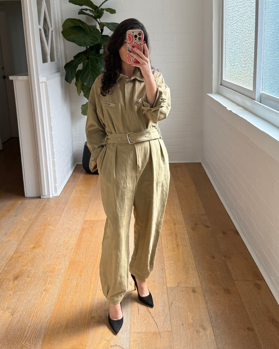 Iro Khaki Utility Jumpsuit - Size 38 (AU 10)