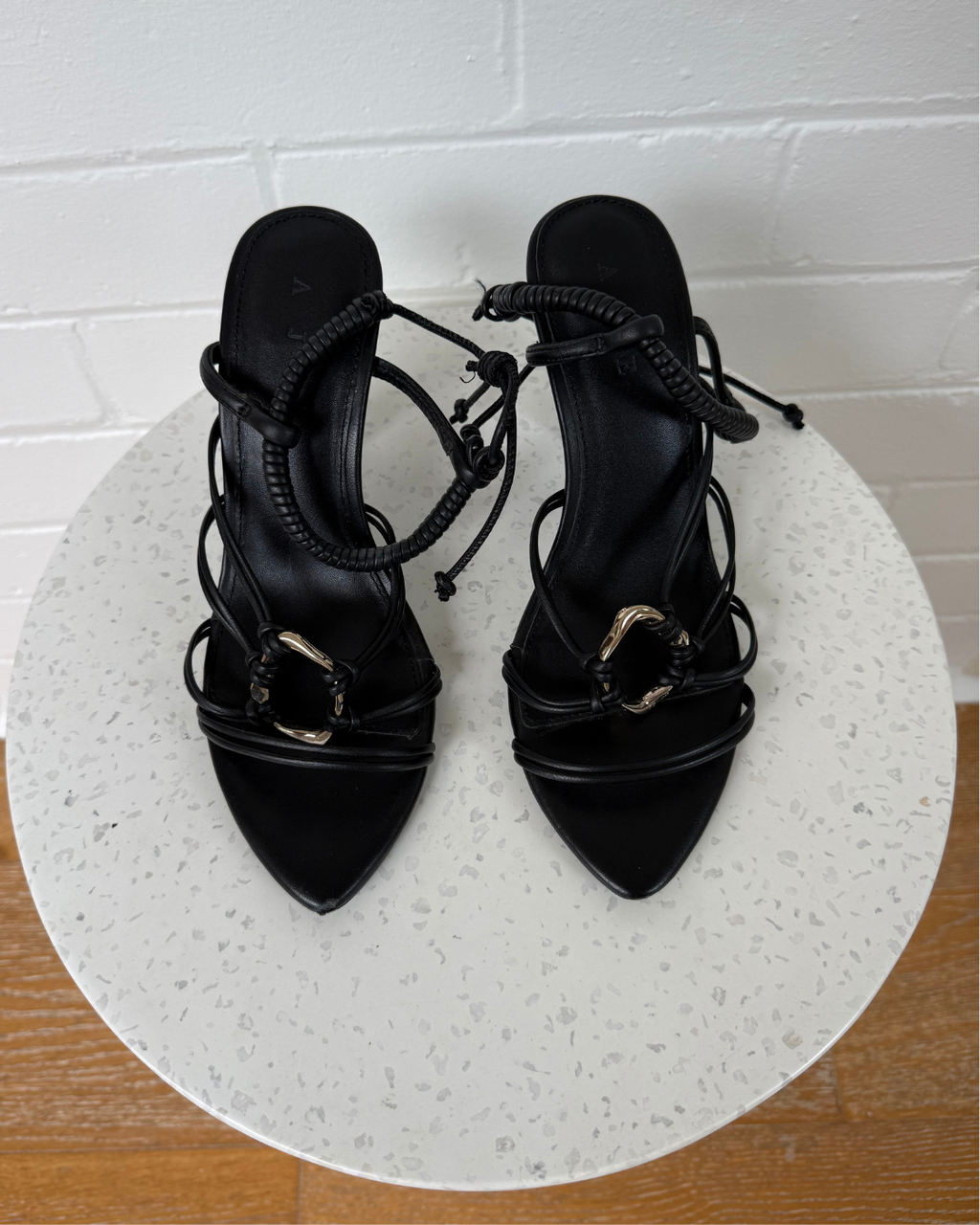 Aje Mirage Leather Strappy Heel - Size 36