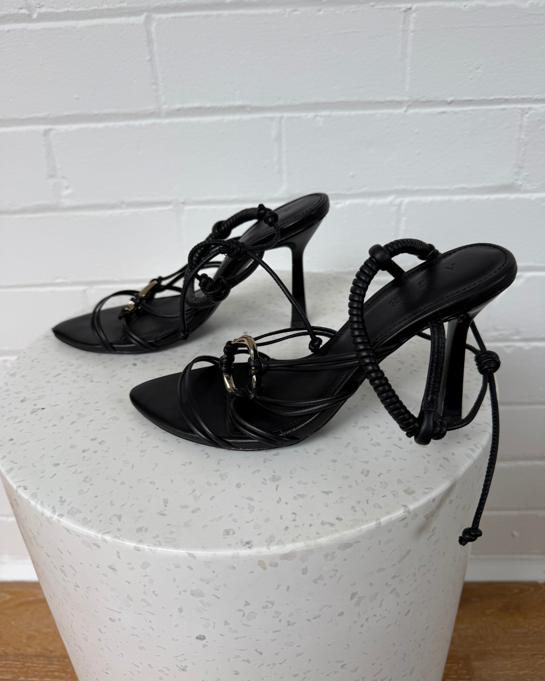 Aje Mirage Leather Strappy Heel - Size 36