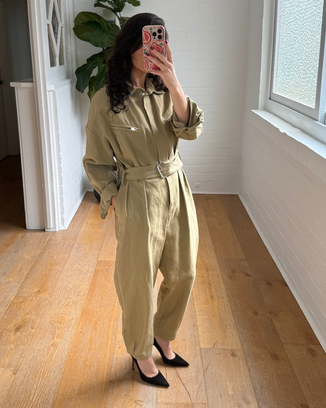 Iro Khaki Utility Jumpsuit - Size 38 (AU 10)