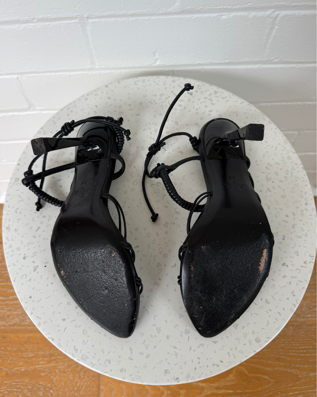 Aje Mirage Leather Strappy Heel - Size 36