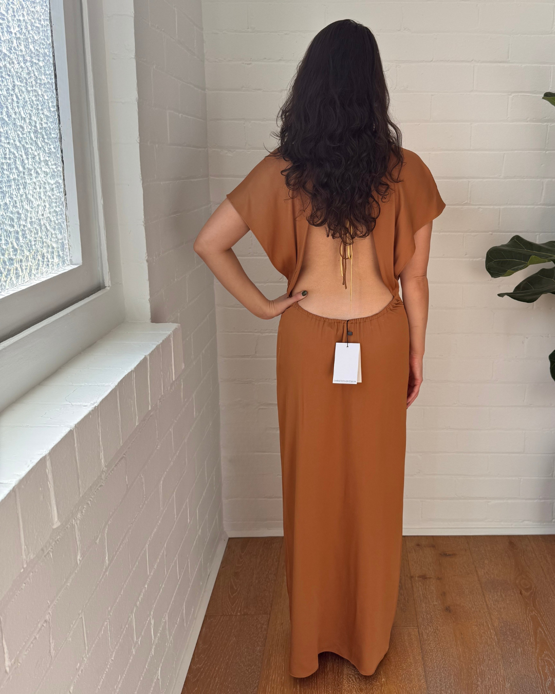 Christopher Esber Natural Faille Knot Back Aulenti Dress - Size 12