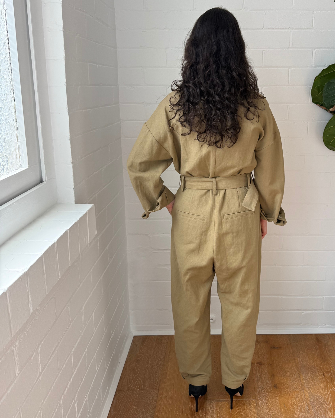 Iro Khaki Utility Jumpsuit - Size 38 (AU 10)