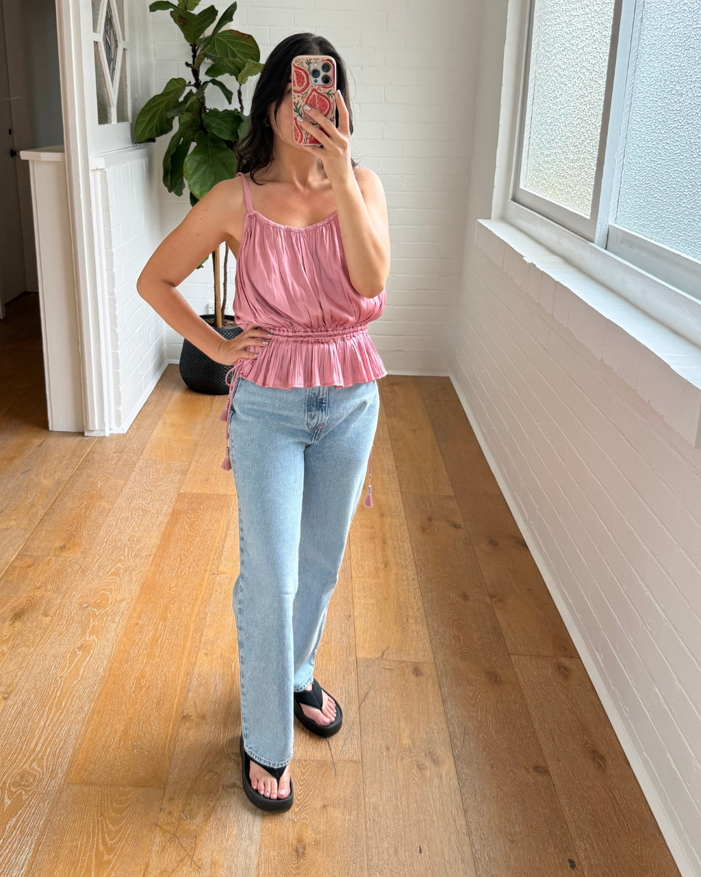 Flannel Pink Ruffle Top - Size 1 (AU 8)
