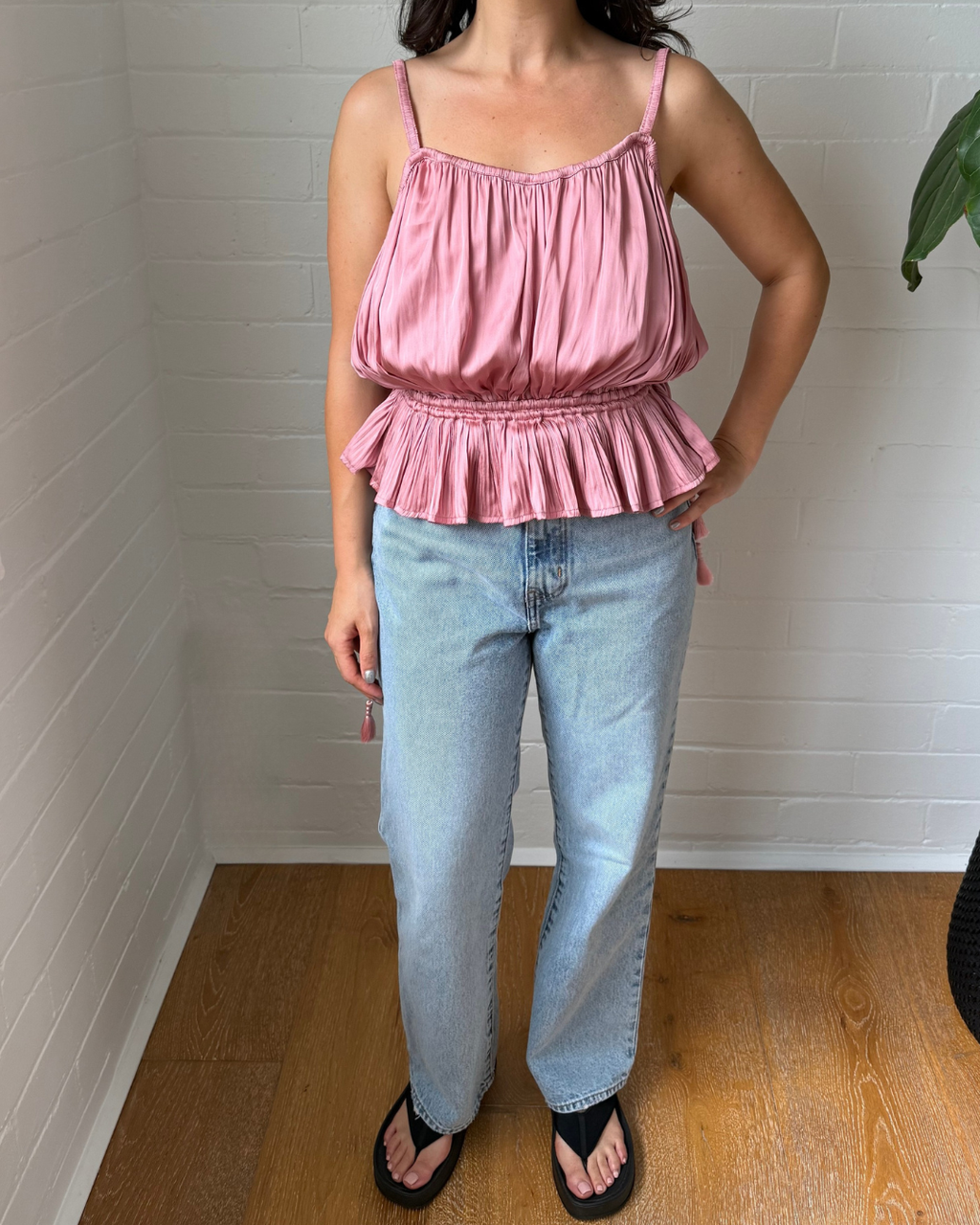 Flannel Pink Ruffle Top - Size 1 (AU 8)