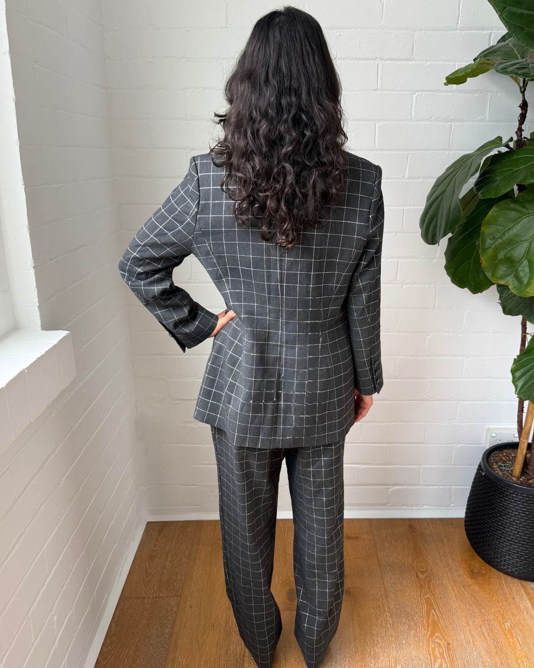 Diida Lurex Check Grey Suit - Size 12