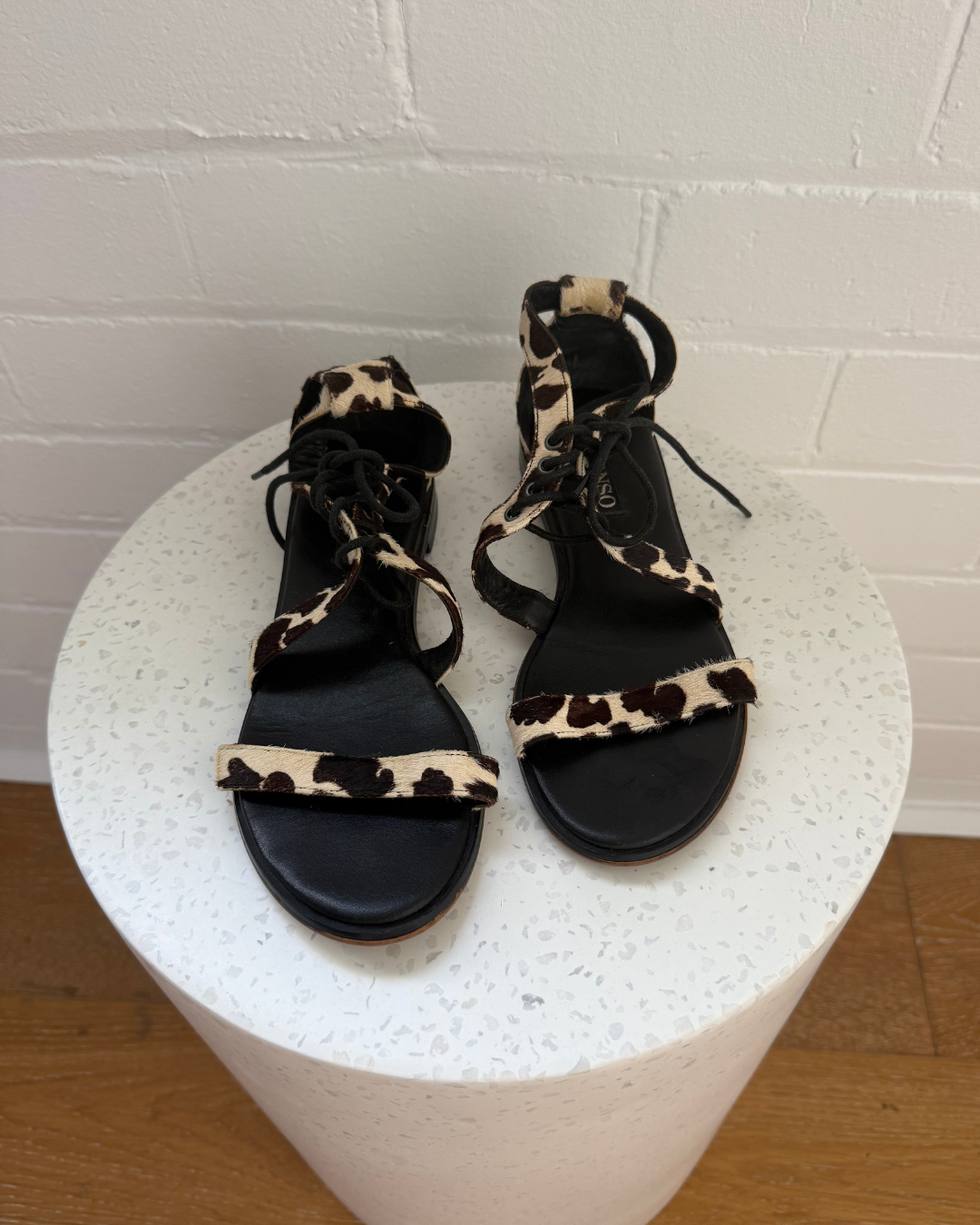 Senso Leopard Print Lace Up Sandals - Size 37